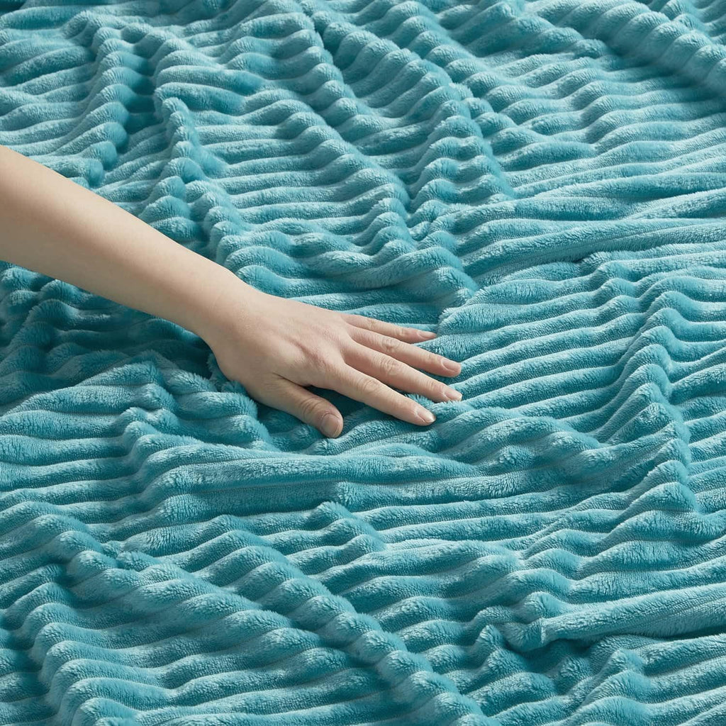 Blue Throw Blanket for Couch - Cozy Warm Fuzzy Blankets for Women, Set of 2 Small Fleece Throws for Girls - Teal Blue, 50 X 60 Inches