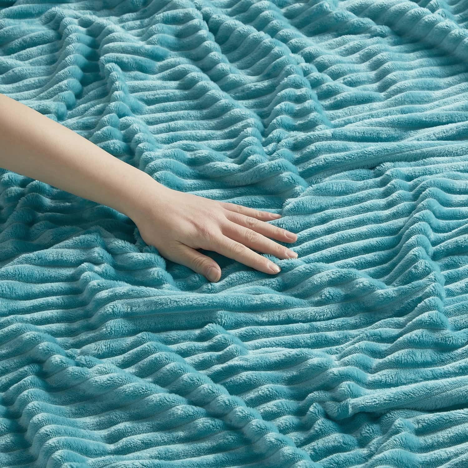 Blue Throw Blanket for Couch - Cozy Warm Fuzzy Blankets for Women, Set of 2 Small Fleece Throws for Girls - Teal Blue, 50 X 60 Inches