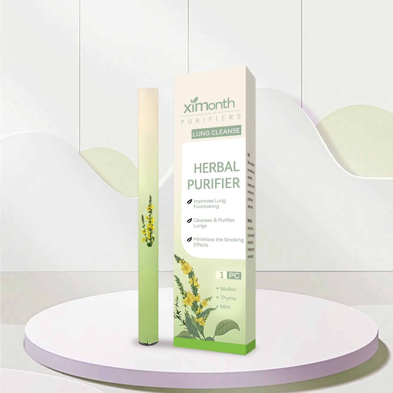 Herbal Diffuser Pen(300 Uses) - 0.4"*4.6"Lightweight Design, with Extracts of Mullein, Thyme and Mint, Enhances Breathing Experience, for Frequent Exposure to Hazardous Substances