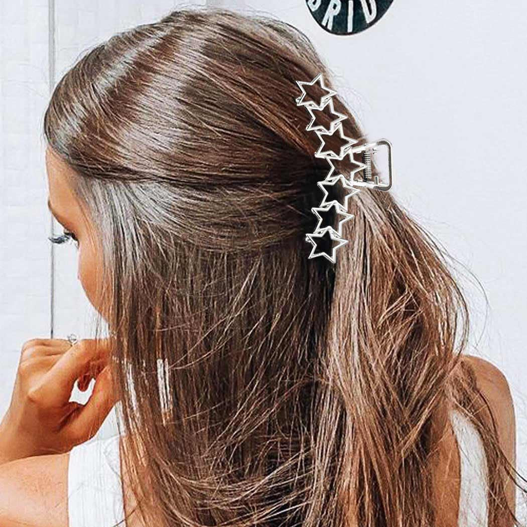 Metal Hair Claw Clips Gold Star Hair Clip Claw Large Nonslip Hair Claws Hair Accessories for Women and Girls (Pack of 2)