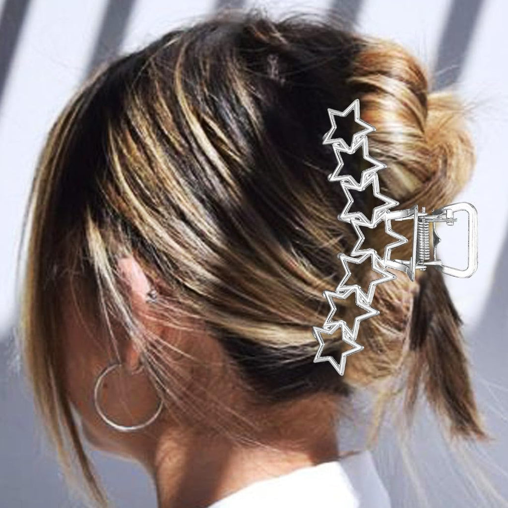 Metal Hair Claw Clips Gold Star Hair Clip Claw Large Nonslip Hair Claws Hair Accessories for Women and Girls (Pack of 2)