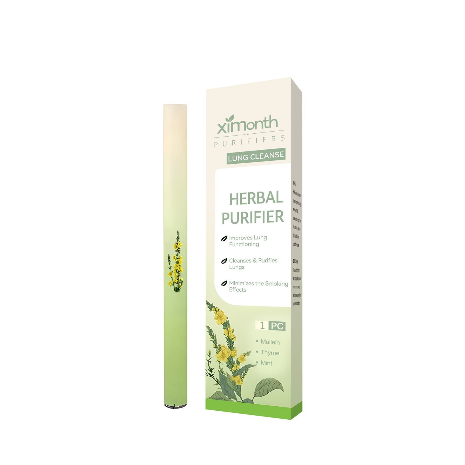 Herbal Diffuser Pen(300 Uses) - 0.4"*4.6"Lightweight Design, with Extracts of Mullein, Thyme and Mint, Enhances Breathing Experience, for Frequent Exposure to Hazardous Substances