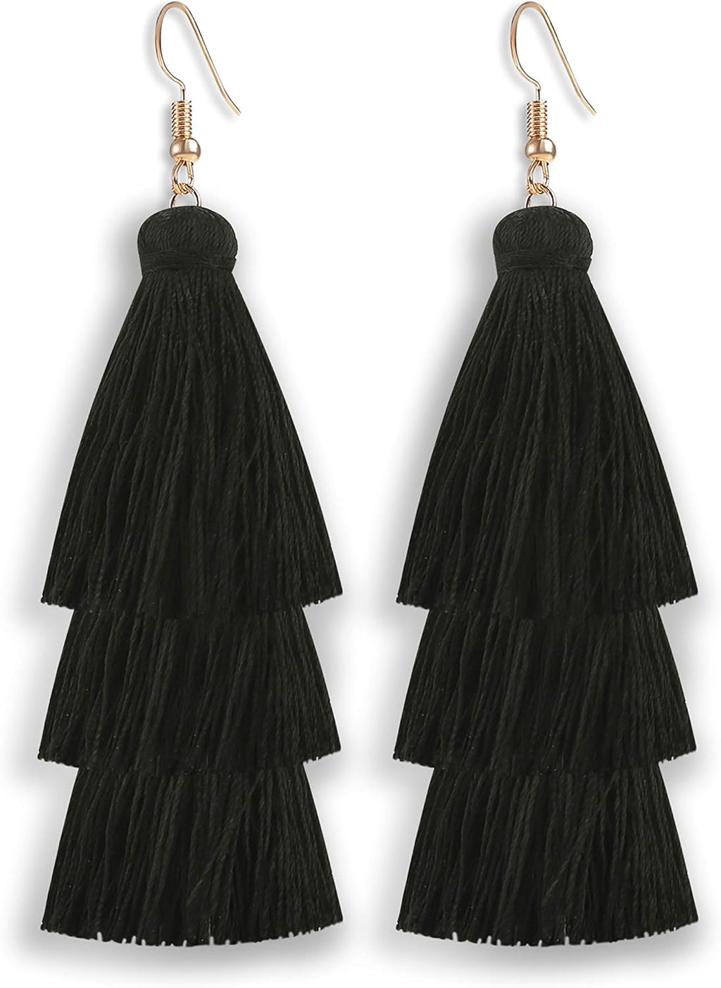 Colorful Tassel Earrings 3 Tier Layered Bohemian, Eardrop Big Dangle Drop Fashion Jewelry Earrings for Women Teen Girls Valentine Birthday Party Gift