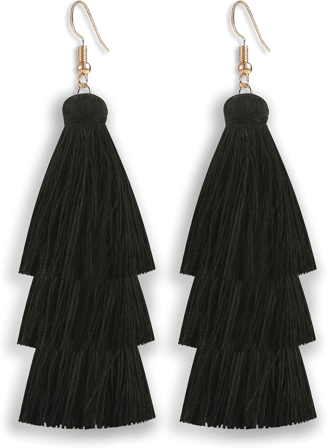 Colorful Tassel Earrings 3 Tier Layered Bohemian, Eardrop Big Dangle Drop Fashion Jewelry Earrings for Women Teen Girls Valentine Birthday Party Gift